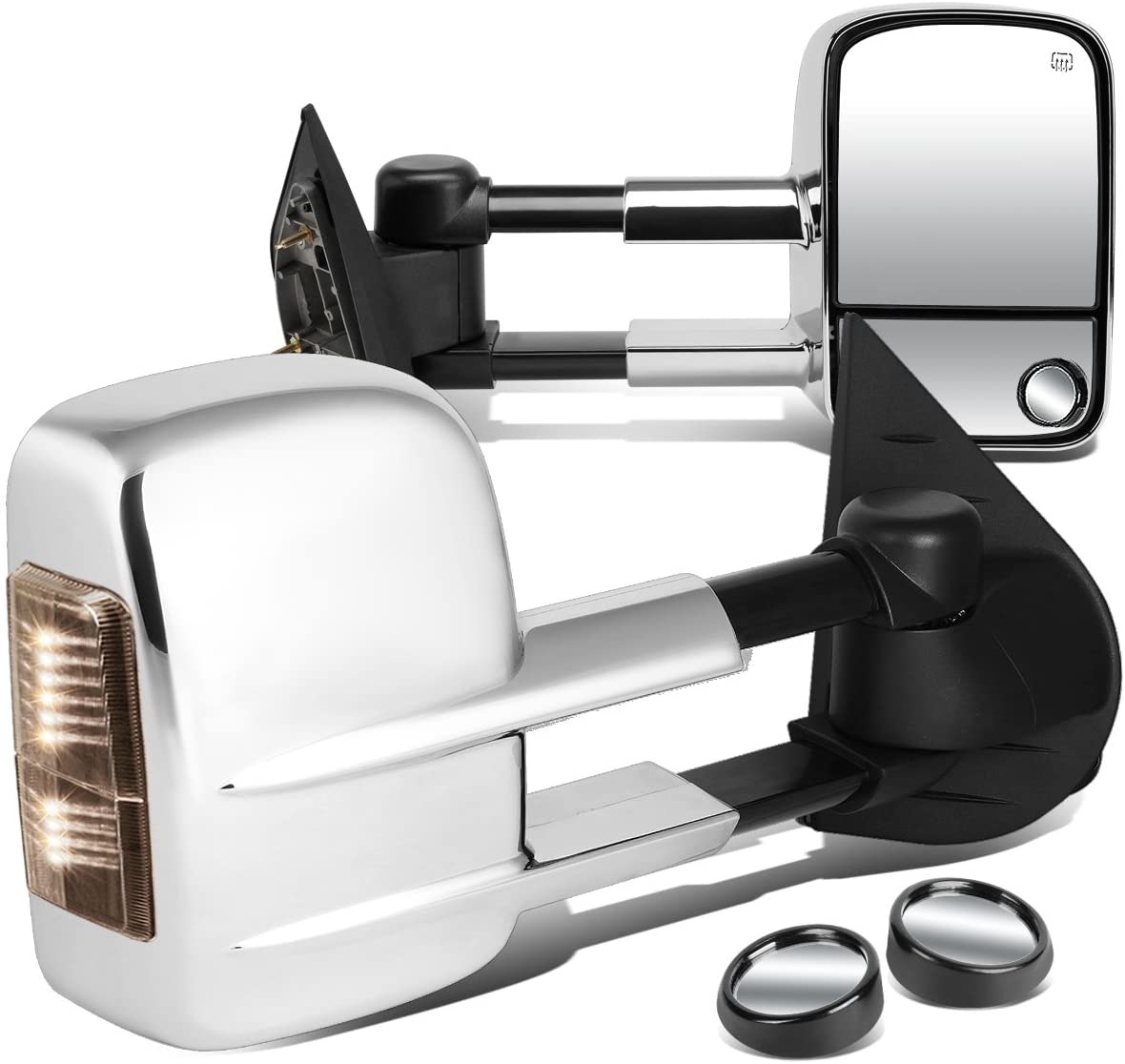 DNA Motoring TWM-003-T999-CH-SM+DM-SY-022 Pair of Towing Side Mirrors + Blind Spot Mirrors
