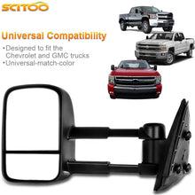 SCITOO Towing Mirrors fit for Chevy for GMC Exterior Accessories Mirrors fit 2007-2013 Silverado Sierra (07 New-Body Style) with Power Controlling (Main Mirror) Heated Manual Telescoping Folding