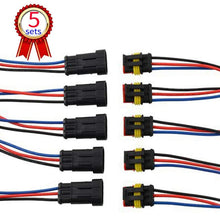 10 Kit 2 Pin Way Car Waterproof Electrical Connector Plug with 10cm Wire 17 AWG Marine, Real Conductor 1.2mm / 17 AWG Wire Match 16 18 AWG Electrical Wire