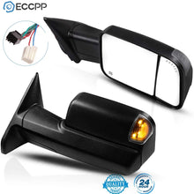 ECCPP Towing Mirrors Fit for Dodge Ram 1500 2500 3500 2009-2017 Tow Mirrors with Left Right Side Power Heated Puddle Light Lens with LED Light