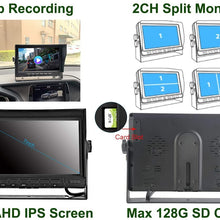 GreenYi-58 Wired AHD Truck Backup Camera Monitoring System, 7 Inch IPS DVR Dual Split Screen Monitor, 2PCS Mini IR Rear View Camera for Trailer Box Truck RV Camper Bus Van Motorhome 5th Wheel