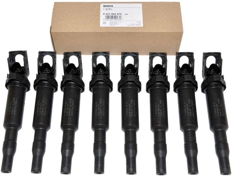 8 Piece Set of Bosch OEM Ignition Coil # 0221504470 / 00044 - BMW # 12137594937 / 12137562744 / 12137571643 - NEW