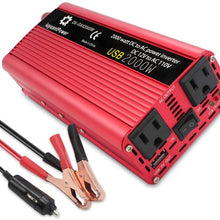 LVYUAN Power Inverter 1200W/2000W(Peak) DC to AC 12V to 110V Car Inverter DC 12V Inverter with 3.1A USB Car Adapter with Battery Clips