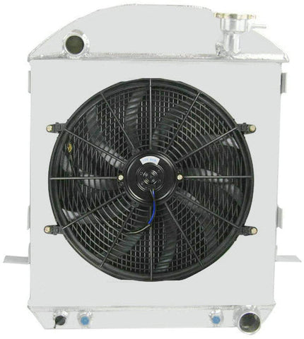 CoolingCare 3 Row Core Radiator +Shroud +Fan for 1924-1927 Ford Model T-Bucket Chevy Engine
