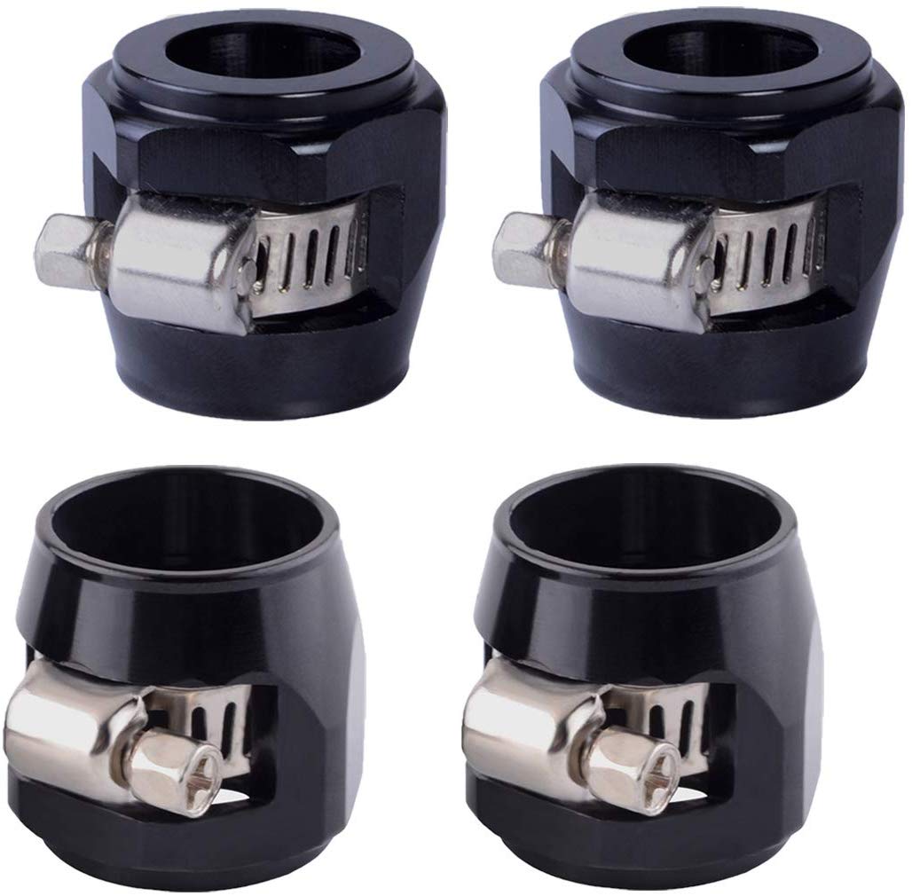 5/8 Rubber Hose Connector with Pipe Clamps - 10an Hose Finisher with Screw Band Clamp for 5/8 Fuel Line Hose, 4Pcs/Pack Black Hose Clamps, Great for Fuel/Oil/Diesel/Gas/Air and Water Hose Pipe