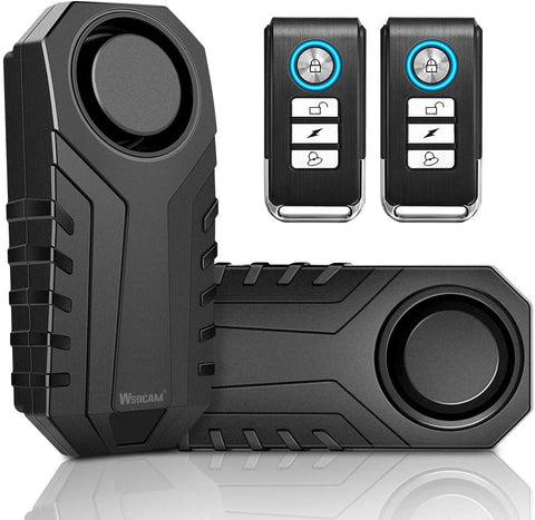 Wsdcam Bike Alarm with Remote 2 Pack, 113dB Wireless Anti-Theft Vibration Motorcycle Bicycle Alarm Waterproof Vehicle Security Alarm System