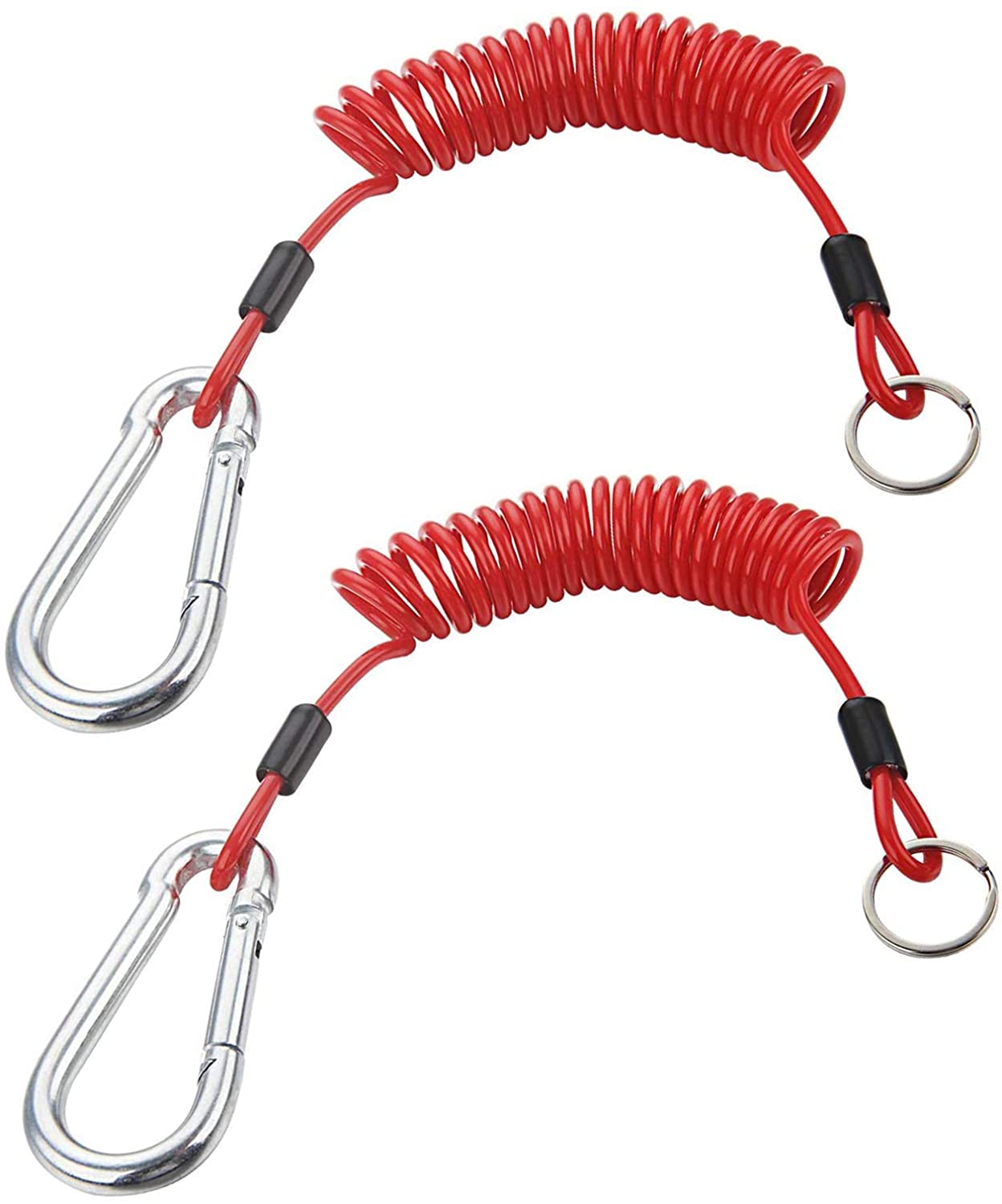 SmithCOCO 2Pcs Breakaway Trailer Cable, Trailer Brake Cable, RV Stainless Steel Spring Towing Coiled Wire, Heavy Duty Steel Wire Extend to 6ft Coiled Safety Cables Strap for RV Towing Trailer