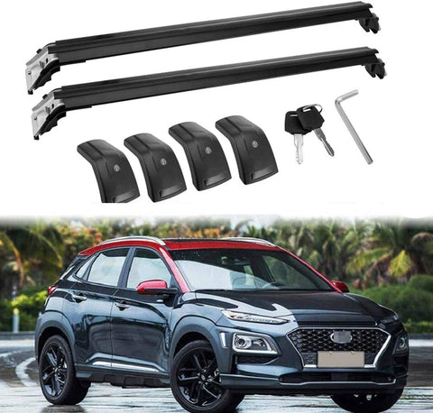 MotorFansClub Crossbars Fit for Compatible with Hyundai KONA 2018 2019 Lockable Baggage Luggage Racks Roof Racks Rail Cross Bar (2 PCS)