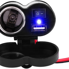 Terisass Motorcycle Cigarette Lighter 12-45V Waterproof USB Charger Socket Motorcycle Scooter Bike Handle Bar Power Adapter Charger USB Mounted Charger