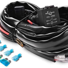 MICTUNING HD+ 12 Gauge LED Light Bar Wiring Harness Kit with 60Amp Relay, 3 Free Fuse, Rocker Switch Blue(2 Lead)