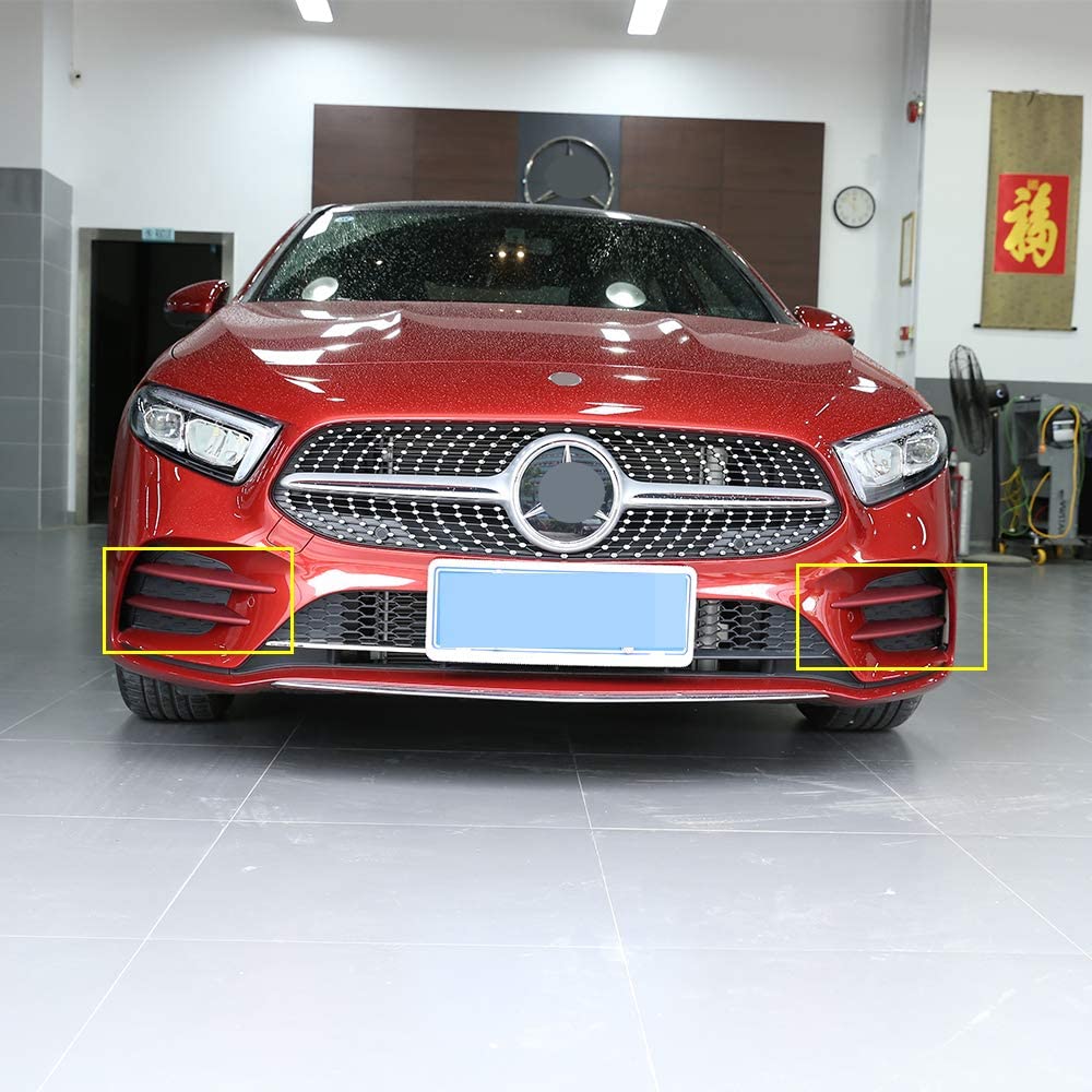 LLKUANG ABS Chrome/Red Car Front Lamp Decoration Strip Trim for Mercedes Benz A Class A180 A200 W177 2019 (Chrome)
