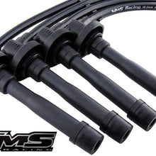 VMS RACING 94-01 10.2mm High Performance Engine SPARK PLUG WIRES Wire Set in BLACK Compatible with Honda Acura Integra Type-R ITR Civic VtiR Vti VTi-S GS-R DC2 DB8 hatch DOHC VTEC B18 B18B 94-01