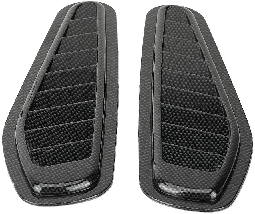 Maxmartt 2pcs Carbon Fiber Style Car Air Flow Intake Decorative Scoop Bonnet Vent Hood Cover Universal