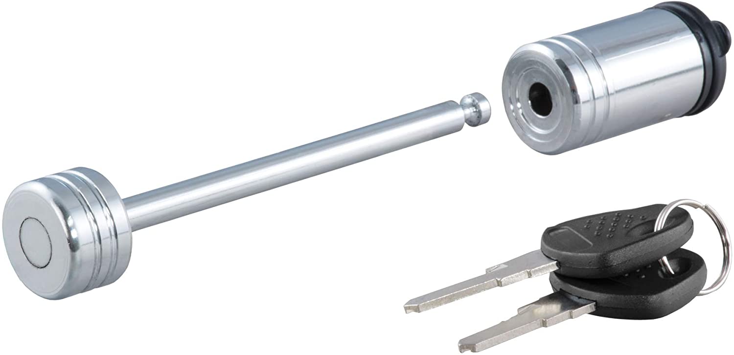 CURT 23523 Chrome Trailer Tongue Coupler Lock, 1/4-Inch Pin Diameter, Up to 3-3/8-Inch Span