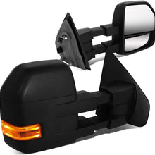 Pair Black Manual Telescoping Folding w/LED Turn Signal Rear View Side Towing Mirrors Replacement for Ford F150 04-14