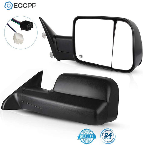 ECCPP Towing Mirror for 2011-2015 Ram 1500 2500 3500 2009-2010 for Dodge Ram 1500 Black power heated Side View Pair Mirrors