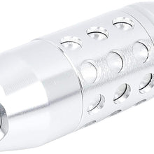 X AUTOHAUX Universal Aluminum Alloy Car Gear Stick Shift Knob with Button Lever Shifter Silver Tone
