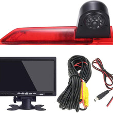 HD Third Roof Top Mount Brake Lamp Reverse Rear View Backup Camera Angle and Distance Adjustable IR Night Vision for Ford Transit Custom Transporter Business MPV SUV (Reversing Camera+7" Monitor)
