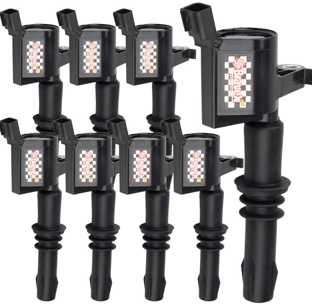 Bravex 8 Pack Straight Boot Ignition Coils 15% More Energy F-150 for Ford Lincoln Mercury V8 V10 4.6l 5.4l 6.8l Compatible with DG511 C1541 FD508-Upgrade (Black)