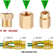 Minimprover 12 PCS Brass Inverted Flare Brake Line Union Adapter Fitting For 1/4" Tube (7/16"-24 Inverted Threads) For Automotive Brake Line Systems