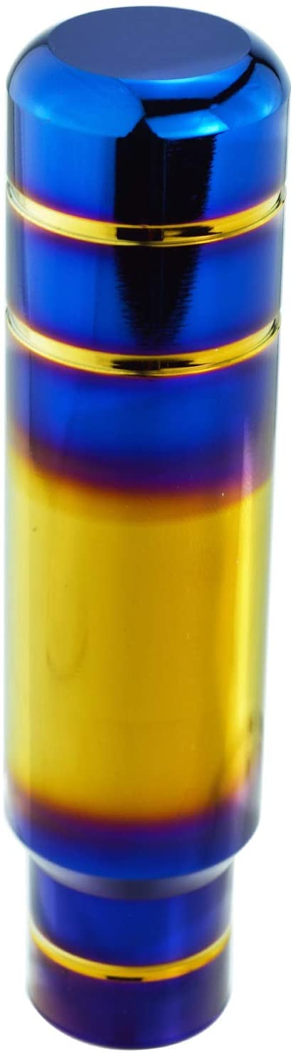 Arenbel Long Gear Stick Shift Knob Aluminum Alloy Lever Shifting Shifter fit Most Manual Automatic Cars, Blue(Gold) Two Ring