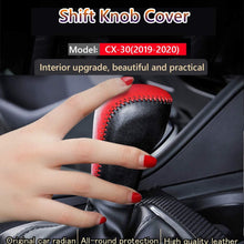 Great-luck Genuine Leather Automatic at Gear Shift Knob Cover Protector Trim,the car Interior Accessories(red),for CX-30(2020-2021) Mazda 3/Mazda 3 Hatchback(2019 2020 2021)