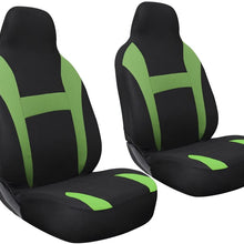 OxGord 2pc Integrated Flat Cloth Bucket Seat Covers - Universal Fit for Car, Truck, Van, SUV - Green/Black
