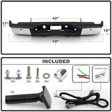 ACANII – Para Chevy Silverado/GMC Sierrsa 1500 acero cromado completo parachoques trasero con montaje de orificios de sensor