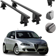Roof Rack Cross Bars Lockable Luggage Carrier Smooth Roof Cars | Fits Alfa Romeo 147 3Door 2000-2010 Black Aluminum Cargo Carrier Rooftop Bars | Automotive Exterior Accessories