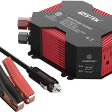 BESTEK 400W/500W DC 12V 110V Inverter with 4 USB Charging Ports, Power Converter with 2 AC Outlets Battery Clip Charger, Car Adapter (Upgrade Version)