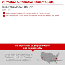 VIPMOTOZ Driver Side Chrome Housing OE-Style Left Halogen Projector Headlight LED DRL Headlamp Assembly Replacement For 2017-2020 Nissan Rogue