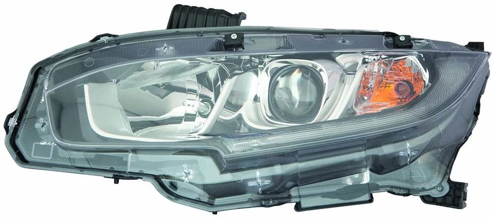 CarLights360: For 2016 2017 2018 HONDA CIVIC Head Light Assembly Driver Side w/Bulbs (Black Housing) - (CAPA Certified) Replacement for HO2502173