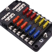 6 way/12 Way Blade Fuse Block Fuse Box Holder Warning Indicator Damp-Proof Cover for Car Boat Marine Truck (Color : Dark Grey)