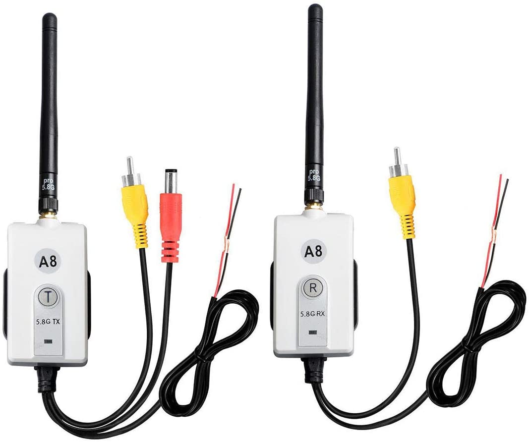 5.8 GHz Wireless Video Transmitter and Receiver Kit for Car Backup Camera/Front Car Camera,Wireless RCA Video Transmitter & Receiver Kit,12V