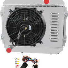 OzCoolingParts 2 Row Core Aluminum Radiator + 12" Electric Cooling Fan w/Louver Shroud + Thermostat/Relay Wire Kit for 1974-1985 75 76 77 78 79 80 81 82 83 84 Toyota Corolla KE30 KE38 KE55 KE70