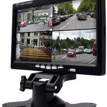 Hikity Quad Split Monitor 7 Inch HD Screen TFT LCD Video Displays for Home CCTV Surveillance Security System, Windshield Style Parking Dashboard Monitor for Car Backup Camera