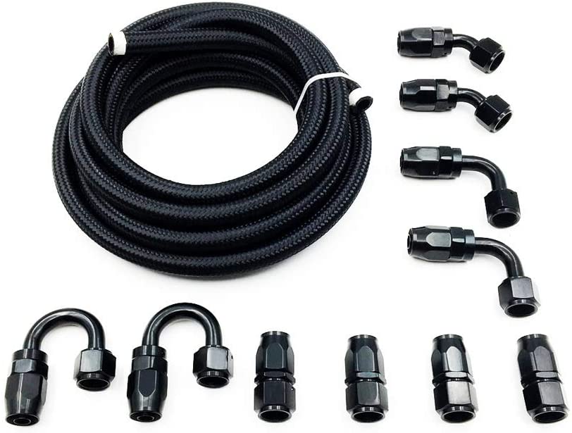 Z.L.FFLZ Auto Parts Fuel Line Black Oil Cooler Hose Tubing Universal Car Accessories Stainless Steel Nylon Racing Hose Pipe 5 Meters (Color : Black, Size : AN10)