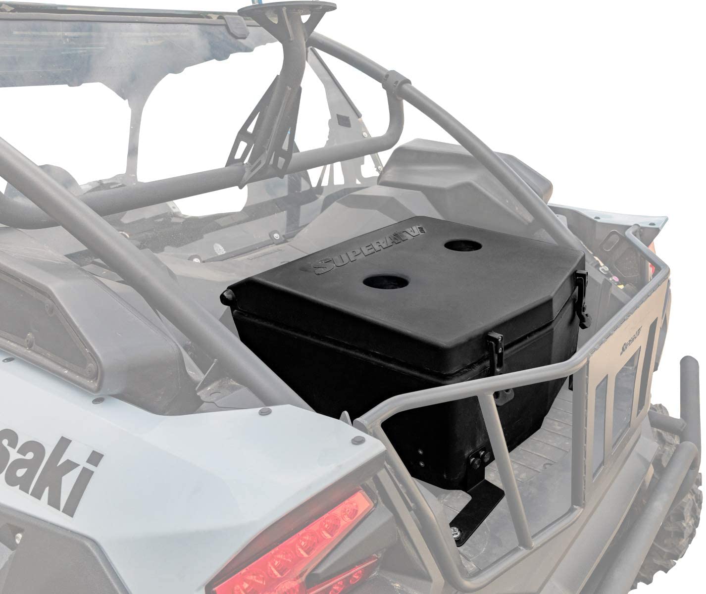 SuperATV Insulated Cargo Cooler Box For 2020+ Kawasaki Teryx KRX 1000 | Heavy Duty Bed Storage Box with Sealed Lid, Drain Plug, and Dual Cup Holders | 30-Liter Capacity!