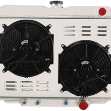 CoolingSky 62MM 4 Row Core Aluminum Radiator +2X12" Fan +Shroud for Ford Mustang Cougar Fairlane Ranchero V8 1967-1970