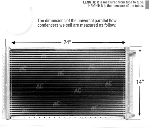 CNFP1424 AC A/C Universal Condenser Parallel Flow 14 x 24 O-ring #6 & #8