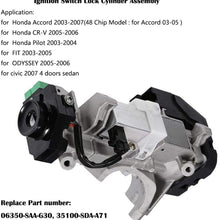 Ignition Switch Lock Cylinder Assembly for Honda Accord civic with Keys (chip ID48),Replace : 06350-SAA-G30, 35100-SDA-A71