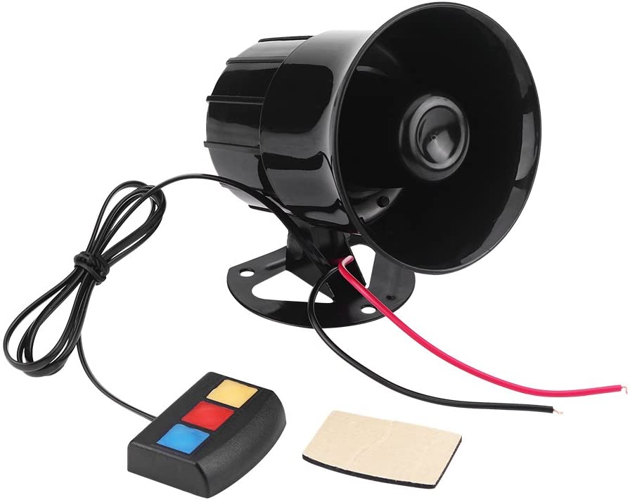 Motorcycle Alarm Horn Car,12V 30W Car Motorbike Alarm Warning Siren Horn with Double Sided Adhesive Tape 3 Sound Loud Speaker