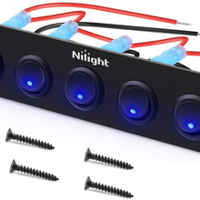 Nilight 5 Gang 3 Pin Rocker Switch Panel Waterproof On-Off Toggle Switches for Car Vehicle Trailer Truck SUV Marine Boat RV Ship 12V/24V 20A,2 Years Warranty
