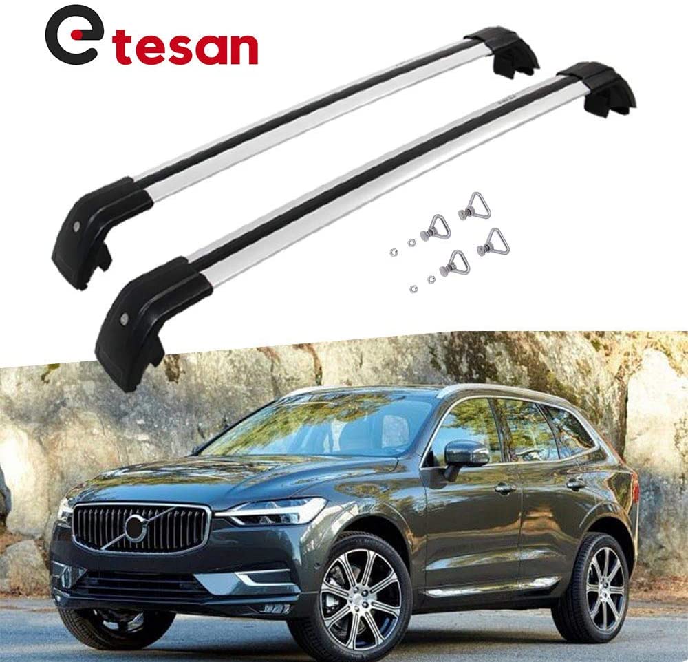 2 Pieces Cross Bars Fit for VOLVO XC60 2018 2019 2020 2021 Silver Cargo Baggage Luggage Roof Rack Crossbars