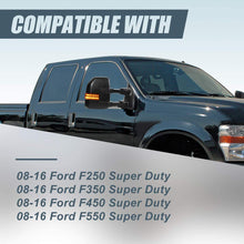 Pair Black Manual Telescoping LED Turn Signal Rear View Side Towing Mirrors Replacement for Ford Super Duty 08-16