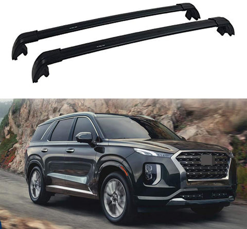 Lequer Crossbar Cross Bars Fits for Hyundai Palisade 2020 2021 Roof Rack Baggage Rail Luggage Carrier Black