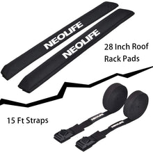 wonitago Soft Roof Rack Pads with Two 15 Ft Tie Down Straps for Surfboard, SUP Paddleboard, Snowboard, 28/34inch (Pair)