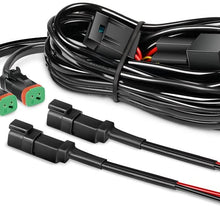 Nilight 16AWG DT Connector Wiring Harness Kit LED Light Bar 12V On Off Switch Power Relay Blade Fuse for Off Road Lights LED Work Light-2 Leads,2 Years Warranty