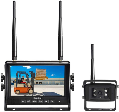 Haloview MC7101 Digital Wireless Backup Camera System Kit 7'' LCD Reversing Monitor and IP69K Waterproof Rear View Camera Built in DVR for Truck/Trailer/Bus/RV/Pickups/Camper/Van/Farm Machine Car