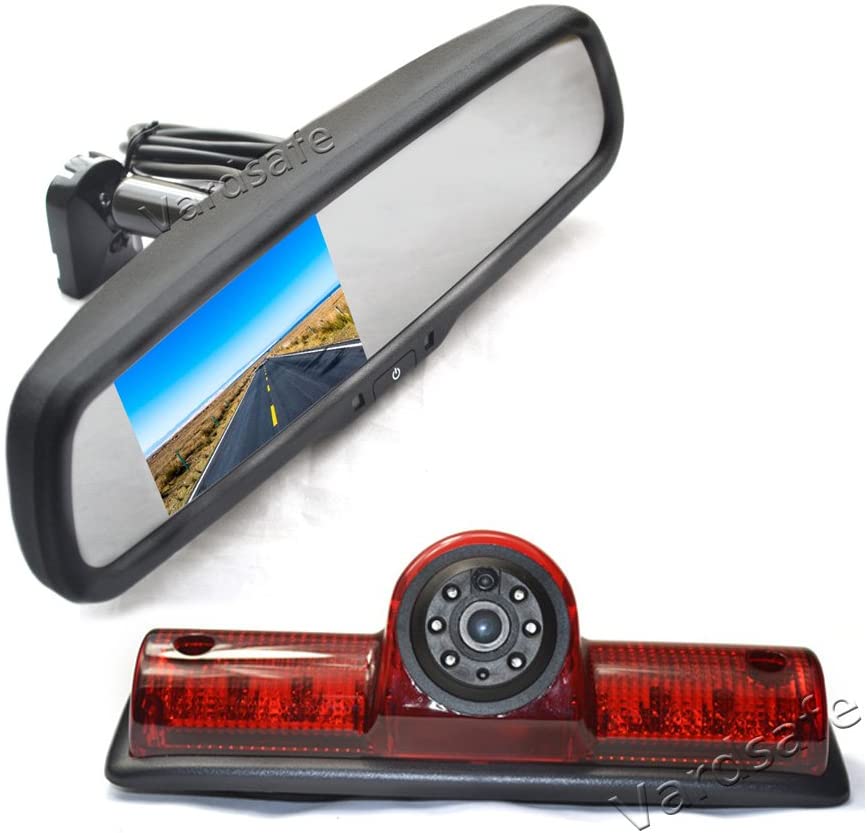 Vardsafe VS503R Third Brake Light Backup Camera & Replacement Rear View Mirror Monitor for Nissan NV 1500 2500 3500
